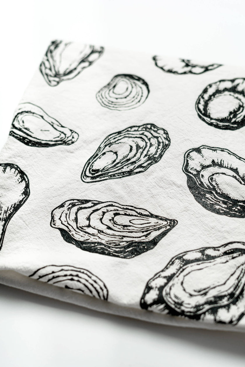 Oyster Printed 100% Cotton Kitchen Tea Towel