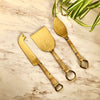 Rattan-Wrapped Gold Cheese Knife Set