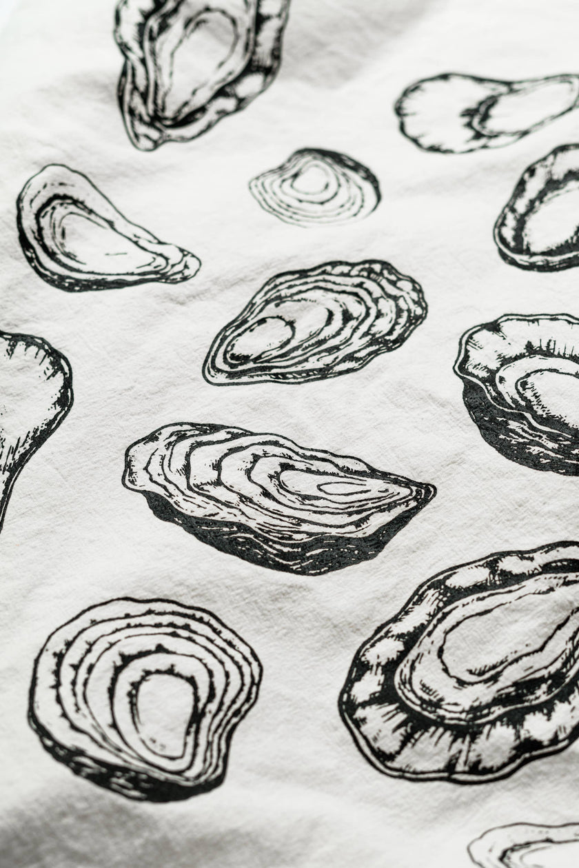 Oyster Printed 100% Cotton Kitchen Tea Towel