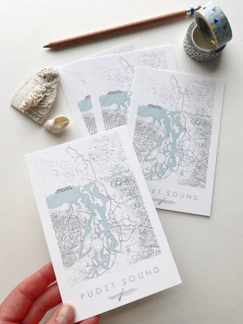 Puget Sound Washington Map - Standard Postcard