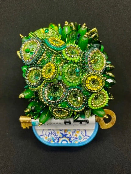 Green Coral Tinned Fish Sculpture