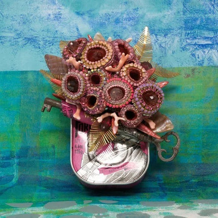 Pink Coral Tinned Fish Sculpture