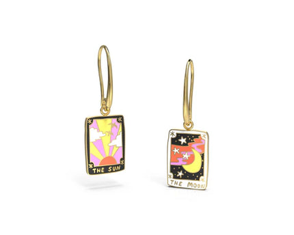 Sun and Moon Tarot Drop Earrings