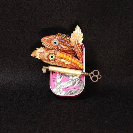 Tangerine Damselfish Tinned Fish Sculpture