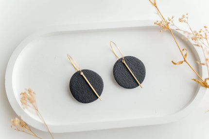 Clay Earrings - Circular Black Hoops