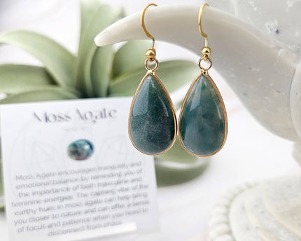 Moss Agate Teardrop Earrings